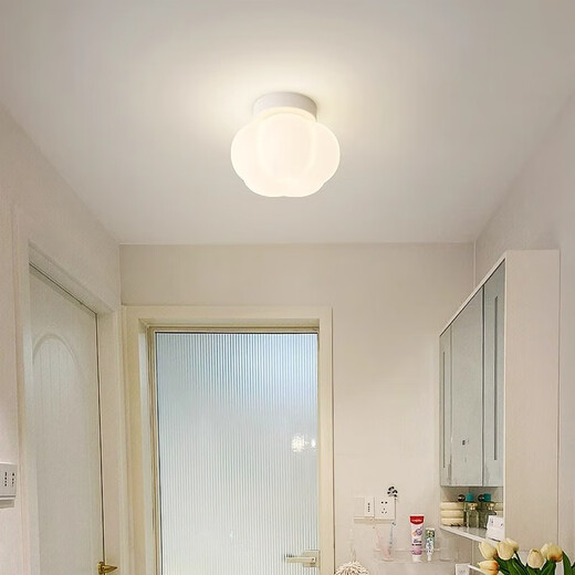 Laiqi ceiling lamp warm and romantic cream style balcony aisle entrance light 2026 new full spectrum lighting Guangdong Zhongshan CX689 white single head aisle style +16CM+7W three-color dimming