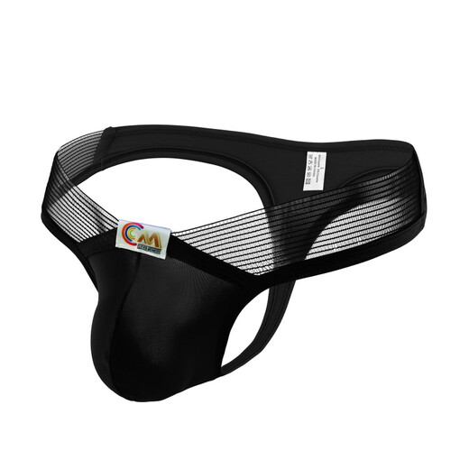 ROSELEX private delivery men's sexy underwear sexy rubber belt ice silk thong U convex bag red M (70-78CM)