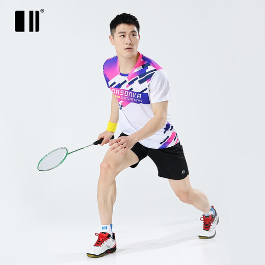 单双号春夏新款羽毛球服套装情侣款短袖运动服速干吸汗透气团队比赛服 男紫色套装C112165+12241 L