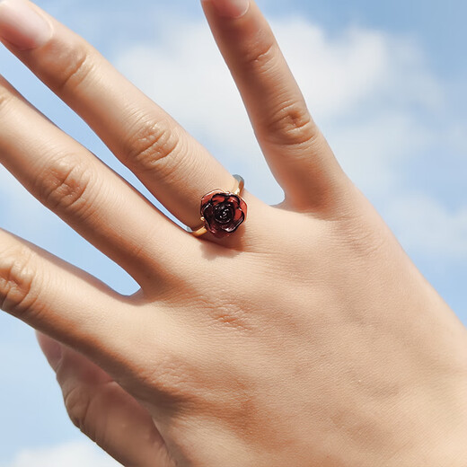 Her Generation 18K Gold Natural Tourmaline Ring Retro Rose Closed Ring Light Luxury Accessories (864618) Please note the circle number