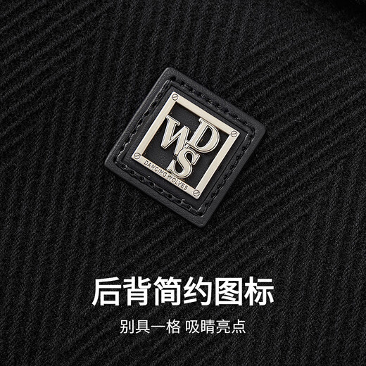 Dances with Wolves Jacket Men's Autumn and Winter Duck Down Lapel Wool Splicing Down Jacket Men 001 Black 175