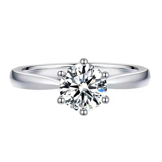 Luruo PT950 platinum diamond ring, classic six-claw 1 carat proposal and engagement natural real diamond ring for Valentine's Day for girlfriend, 1 carat (VVS/very slight imperfections) size 15