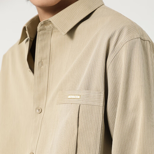 Camisa MARKLESS para hombre, camisa informal de negocios de otoño e invierno, top de lyocell de color sólido CSB3520M Caqui XL