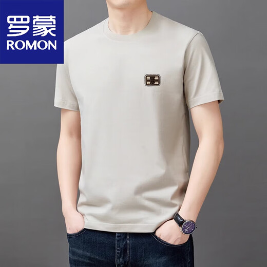 Romon Summer Новая футболка с короткими рукавами Мужская круглая шея.
