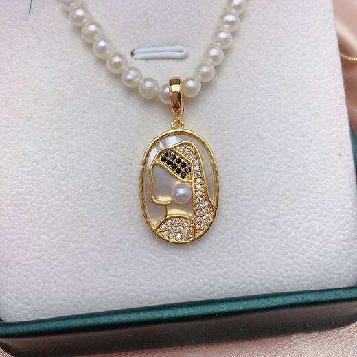 Lanshan Girl Wearing Pearls Detachable Buckle White Shell Pendant Necklace Freshwater Pearl Retro Palace Pendant Necklace Girl Wearing Pearls Buckle