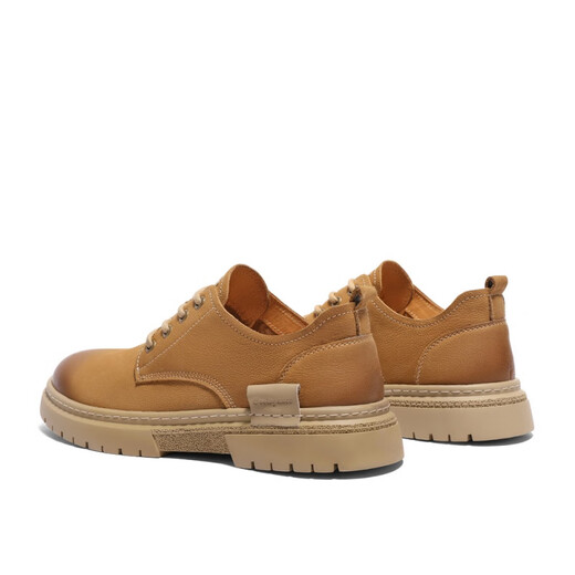 Belle Belle Group Chaussures Chaussures pour hommes 2024 Printemps Nouveau Cowhide rétro American Work Chaussures Lace Outdoor Casual Shoes Men's Yellow 40