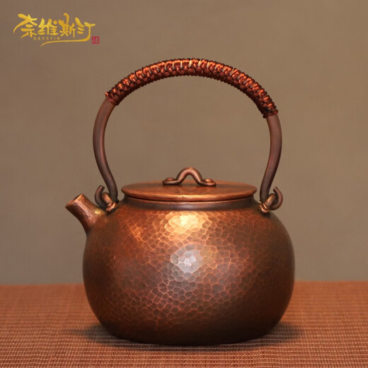 NAVSTIN Japanese copper kettle, handmade, pure copper kettle, retro beamed copper kettle, household kettle, teapot, household Yuanrong (roasted color)