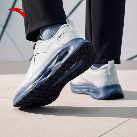 ANTA Shenxing丨PRO sports shoes for men, winter running shoes, water-repellent, breathable, soft-soled, shock-absorbing running shoes, official flagship McQueen Gray/Basic Black-1 Shenxing 9PR mesh 44