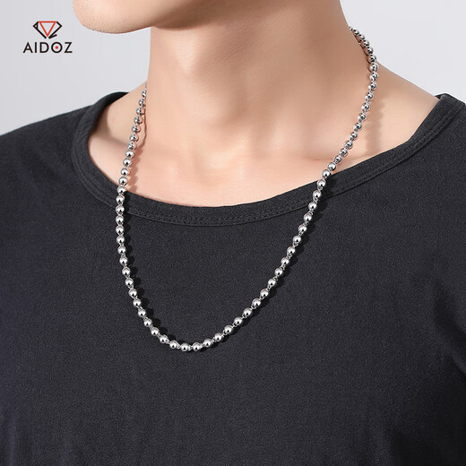 Aido Diamond Platinum Ball Necklace Men's pt950 Platinum Atmosphere Smooth Buddha Beads Thick Plain Chain Weight 35-37g Long 59-61cm Thick Approximately 5.0mm