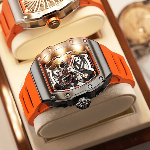 Bugatti (BONEST GATTI) German watch men's fully automatic waterproof luminous mechanical watch wine barrel type hollow waterproof for boyfriend Valentine's Day gift Magic Sunshine 9901