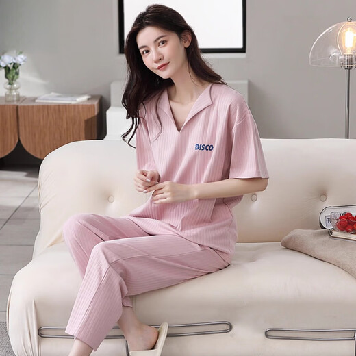 
Cat man pajamas for women Xinjiang cotton summer short-sleeved trousers large size 2025 new summer cotton casual home clothing WZ679 M