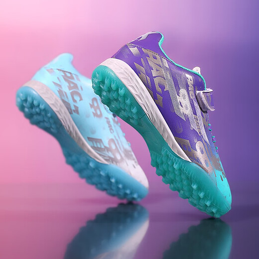 FEELACES儿童足球鞋碎钉男女专用猎鹰梅西学生训练鞋儿童tf人造草地球鞋 6195鸳鸯月绿碎钉 32【球袜+球包+护板】