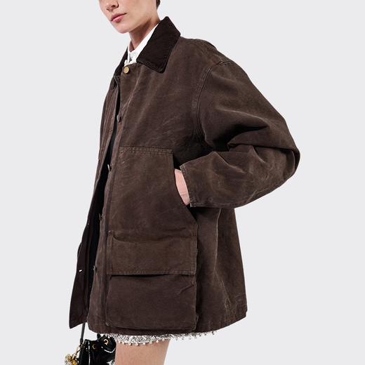 PRADA/Prada Gift Women's Logo Decorated Canvas Jacket Brown 36