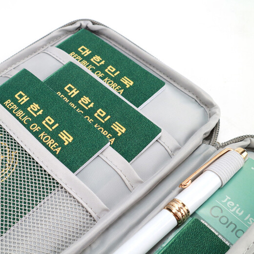 Xinqin travel document bag, overseas travel passport bag, multi-functional document bag, passport holder, document bag storage bag, ticket holder, PU film coated navy blue