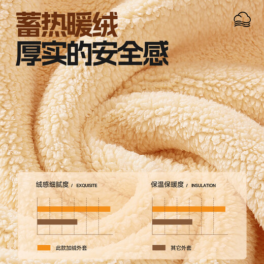 Jeanswest heavy velvet 560g sweatshirt men's sherpa cardigan plus velvet thickened winter men's trendy brand warm top jacket 560G heavy hemp gray (solid color) XL (180) (weight 140-160Jin Jin equals 0.5 kg)