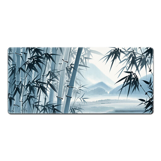 三色猫鼠标垫大号国风山水电竞游戏古风键盘垫定制电脑办公桌桌面垫中国风桌垫加厚防滑学生宿舍家用垫 12044竹雾远山 100厘米x50厘米x4毫米