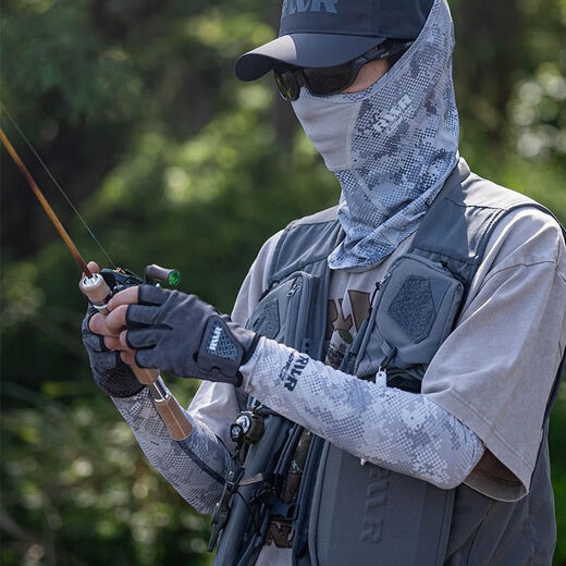 RVVR24 Ice Silk Mask Arm Guards and Leg Guards Summer Outdoor Fishing Lure Sleeves Facial Pants 24 Style Masks Pixel Black One Size