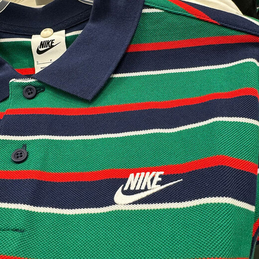 耐克（NIKE）短袖男装2025夏季新款健身训练运动服时尚翻领POLO衫透气休闲T恤 FN3897-410蓝绿条纹 XL