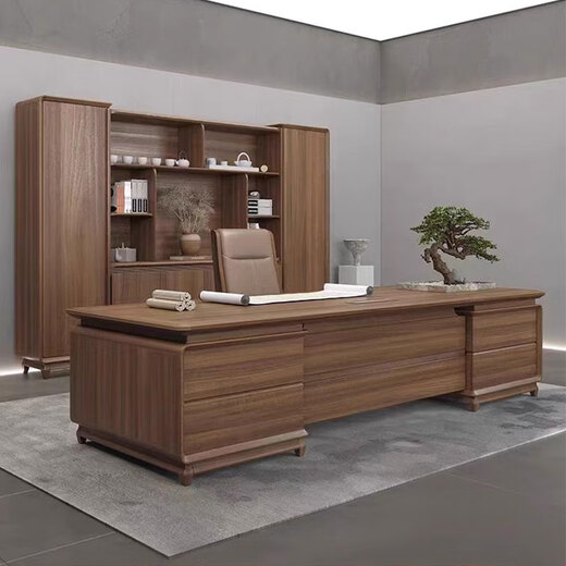 Kong Qiu Mingge new Chinese style solid wood boss desk executive desk president general manager desk and chair combination chairman office furniture 1.6 meters boss desk