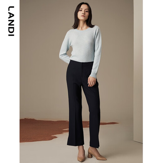 LANDI (LANDI) LANDI LANDI slim slim slightly flared trousers for women winter new navy blue suit pants drape navy S