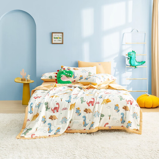 Jie Liya (grace) baby summer cool quilt children's summer quilt pure cotton air-conditioned quilt core summer single kindergarten washable thin quilt Dinosaur Cute Travel Notes 110X150cm about 1.1Jin Jin equals 0.5kg