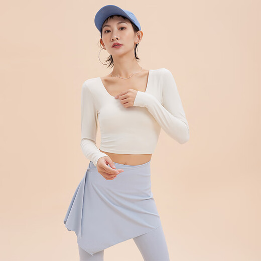 ANNERUN Square Neck Fitness Yoga Wear Long Sleeve Padded Pilates Sports Top Women's Spring and Autumn Commuting Design Bottoming Shirt Ankora Red M (Recommended 95-108 Jin Jin is equal to 0.5 kg)