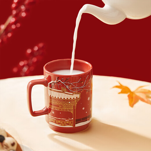The Palace Museum’s snow temperature-sensitive color-changing mug, ceramic water cup, wedding, cultural and creative birthday gift, Double Ninth Festival, beautiful reproduction of the snow scene, 350ml 1 piece