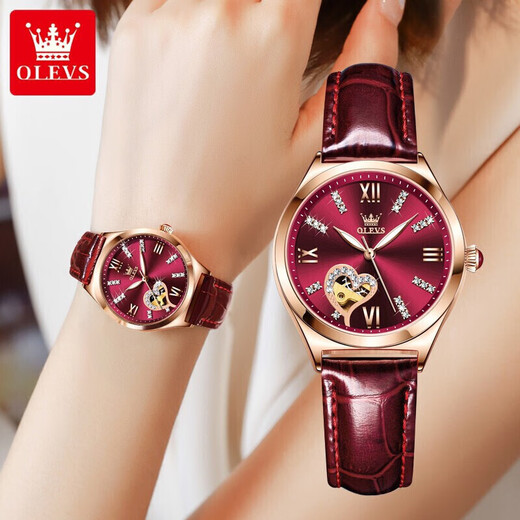 OLEVS watch women's mechanical watch fully automatic light luxury high-end luminous waterproof watch women's watch New Year gift for girlfriend