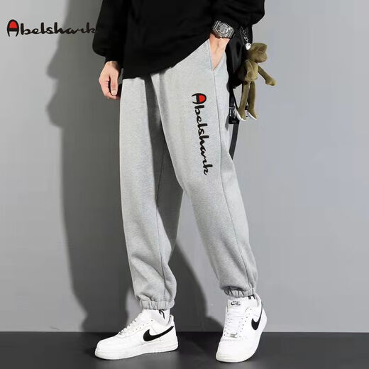 Champion Graffiti 2025 New Drawstring Leg Sports Pants Men's Japanese Loose Leg Casual Harem Sports Pants Trendy Knitted 2057 Black 2XL Recommended 135-150 Jin Jin equals 0.5 kg