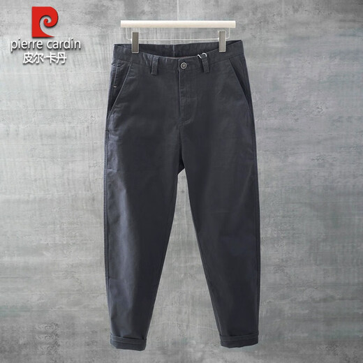 皮尔卡丹（pierre cardin）休闲裤子男夏季薄款潮流百搭韩版修身小脚裤棉质小个子锥形九分裤 黑色百搭九分裤(品质) 32 130-140斤