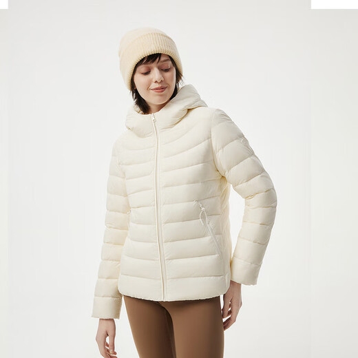 Tambor 2025 Autumn New Thin Down Jacket Women's Hooded Comfortable Short Slim Lightweight Winter Jacket 310218D Light Cloud White XS