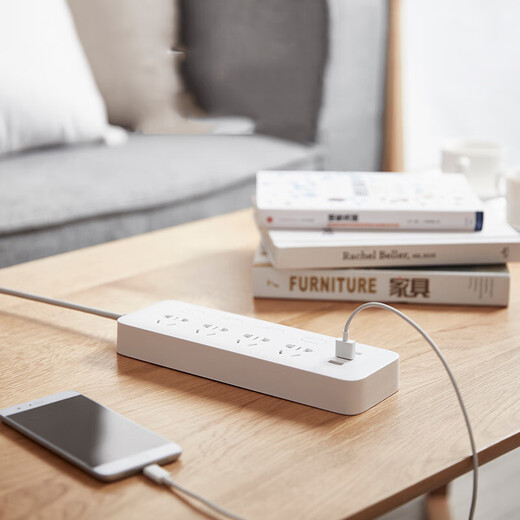 Xiaomi (MI) Mijia four-position four-control power strip/USB socket/socket strip/socket strip/plug strip/plug strip/terminal strip 3USB interface 2A fast charge independent control total length 1.8 meters