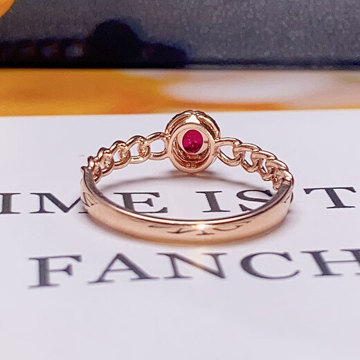 Eba Pigeon Blood Red 0.4ct Ruby Ring Colorful 18K Gold Diamond Ring for Girlfriend Birthday Gift Size Message (Spot Size 9 to 20)