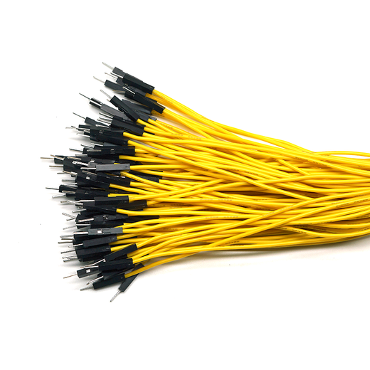 Throwing stones 1P rehearsal DuPont wire 26AWG silicone insulated wire High temperature resistant electronic wire Experimental supplies 100 wires in a bundle 20cm wire length 100 wires/item Yellow 30cm male to male