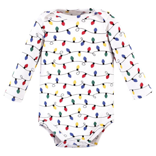 HUDSON BABY Unisex Baby Cotton Long Sleeve Bodysuit White Christmas 3-6 Months
