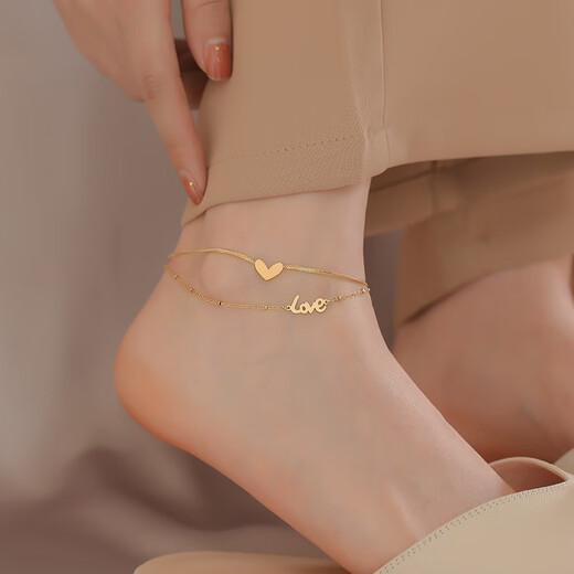 Forest ancient gold 18k gold color alloy double layer new anklet female forest anklet fashionable and versatile