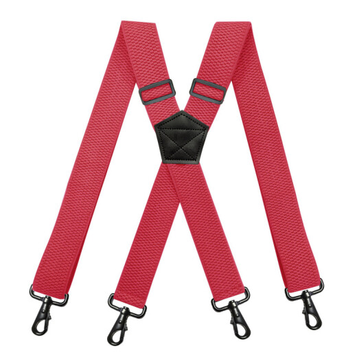 Xuyun men's 4-clip suspenders 3.8CM wide X-shaped corn pattern elastic suspenders black hook buckle X-shaped black leather black hook buckle-dark gray