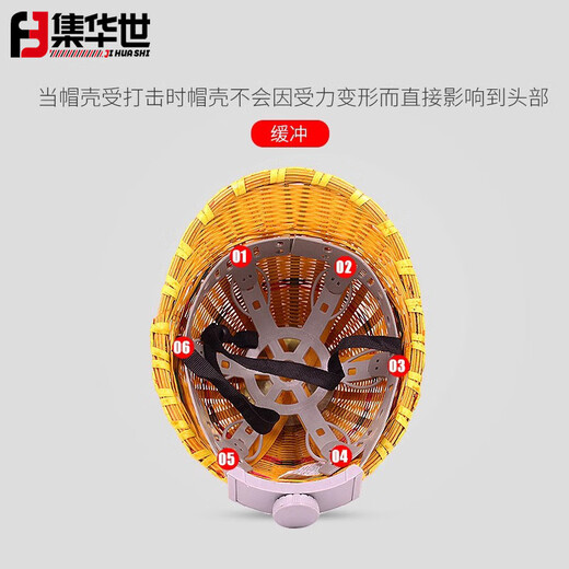 集华世竹编遮阳透气施工安全帽【小沿拉扣/加钢板】JHS-1278