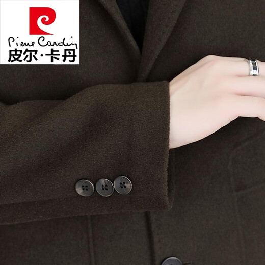 Pierre Cardin double-sided woolen coat men's mid-length woolen windbreaker high-end casual suit collar down gallbladder coat 8669 gray double-sided woolen removable down liner M suitable for 95-115Jin Jin equals 0.5 kg