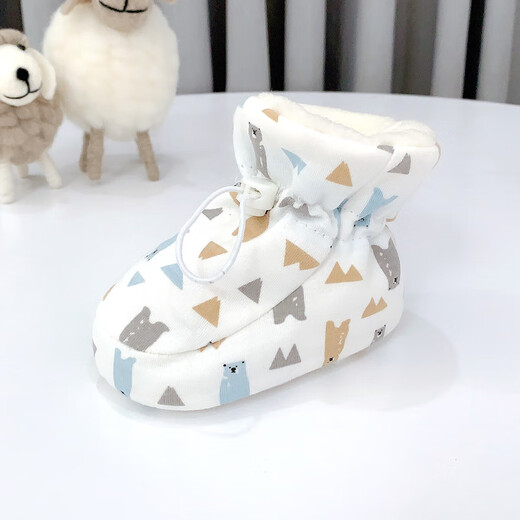 Dora Magga baby shoes for winter thickened soft sole shoes for autumn and winter baby shoes cover plus velvet for 0-1 year old newborn boy and girl foot cover Little elk drawstring prevent falling off size 13 (inner length 12cm) about 6-12 months