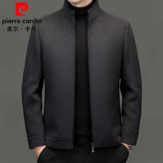 Pierre Cardin woolen coat men's detachable down liner wool coat short winter warm stand-up collar business executive jacket