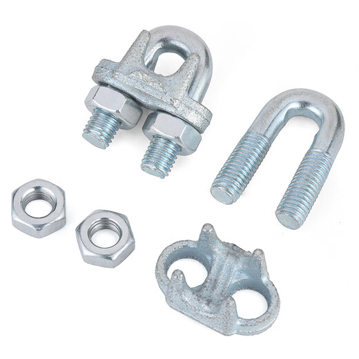 Jinggong national standard galvanized steel wire rope chuck buckle chuck chuck lock U-shaped chuck fixed joint wire rope chuck 8mm (suitable for 8mm steel wire rope) 5 pcs