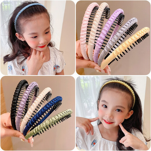 Yililuo children's broken hair headband fabric ruffled simple toothed anti-slip headband face wash hair band broken hair organizer artifact hair accessory fabric ruffled headband 2 different colors