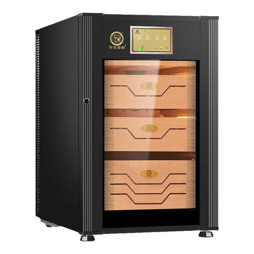Bulldog cigar cabinet, constant temperature and humidity, ammonia removal, red wine cabinet, humidity control, tomato cultivation, imported compressor moisturizing cabinet, household energy-saving WiFi small fingerprint lock password high-end embedded VC118 fourth generation PLUS fingerprint password lock WiFi+VC118 black