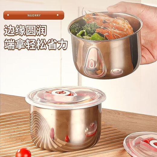 Stainless steel storage box commercial picnic box with lid large capacity refrigerator storage box universal food grade storage bowl with lid large size two pack