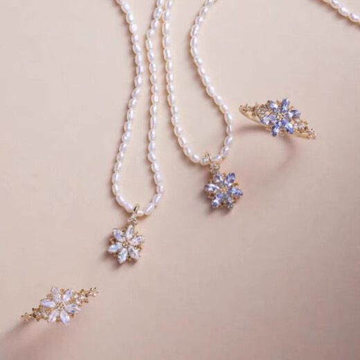 Kechu Japanese Christmas 23 autumn limited edition snowflake snow cut grass tanzanite moonstone silver gold-plated ring necklace nojess moonstone ring Hong Kong No. 10