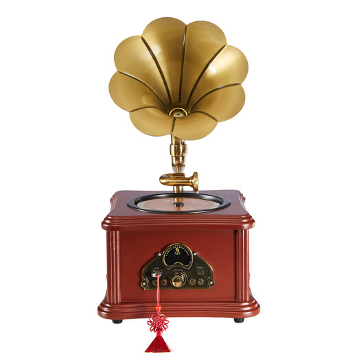 Canna retro mini CD gramophone European bluetooth hifi speaker old antique home CD player living room ornaments simulation vinyl record player D99 birthday gift D99PRO version walnut color + charge and plug dual-use + (10 CD discs)