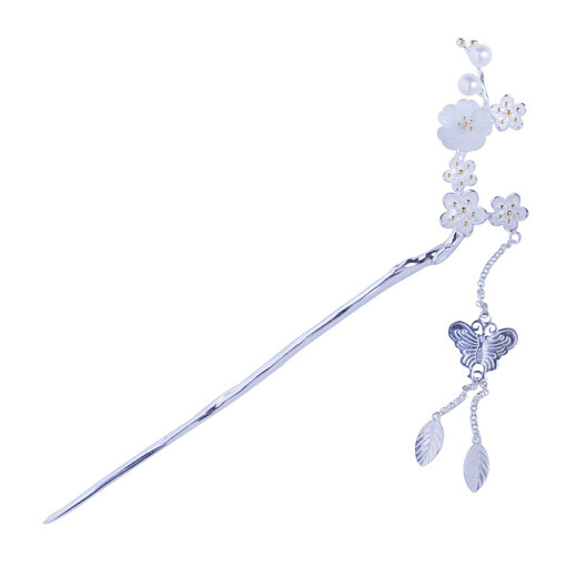 Qianbaolai s925 silver crystal plum blossom hairpin creative antique style beautiful butterfly tassel step shake hairpin crystal plum blossom tassel hairpin 925 pieces