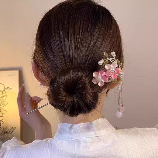Yinmi (ENRMIIV) new Chinese style hairpin for women, high-end tassel step-shape hairpin, daily hairpin, ancient style Hanfu hairpin, headdress 44# rose tassel