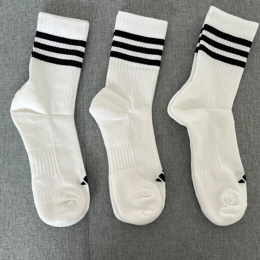 阿迪达斯（adidas）袜子男袜女袜 秋季新款休闲袜舒适透气袜子健身训练中筒袜 JN4867/白色/三双装 S /35-38码/22-24cm
